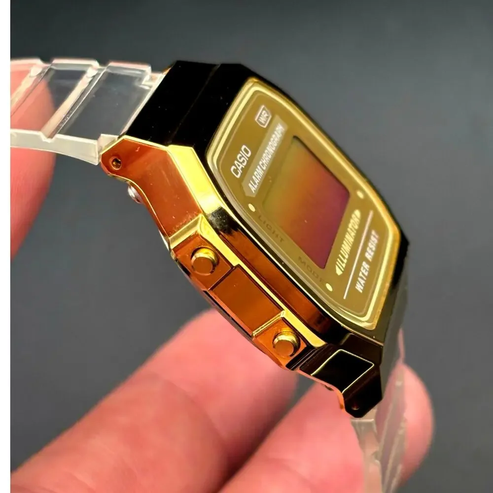 LWS Golden Hour Casio A168XE Vintage Collection Clear Strap Digital
Mod Watch - Picture 8 of 17